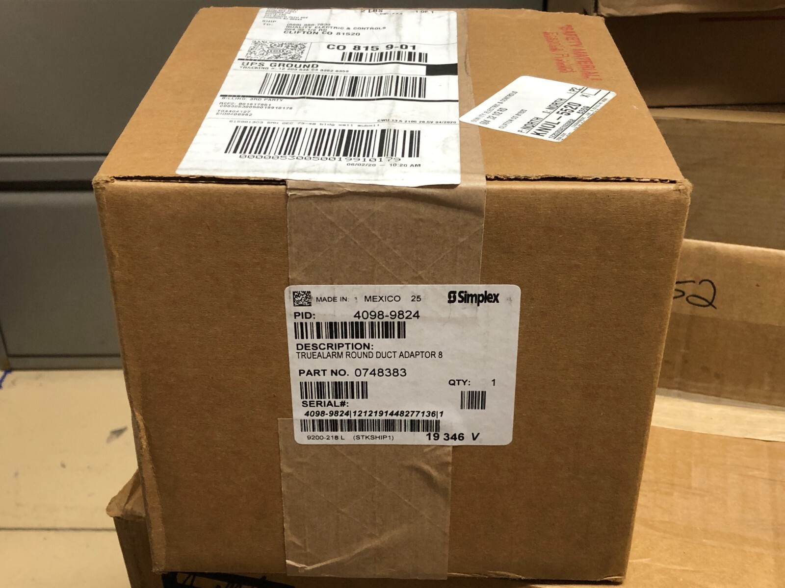 Simplex True Alarm in-duct adapter 8 PID: 4098-9824