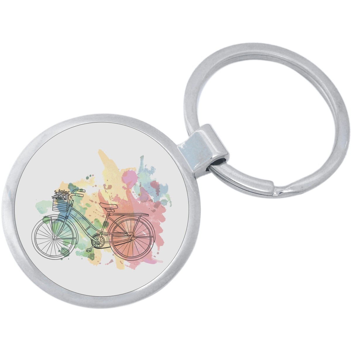 Watercolor Bicycle Keychain - Includes 1.25 Inch Loop for Keys or Backpack
