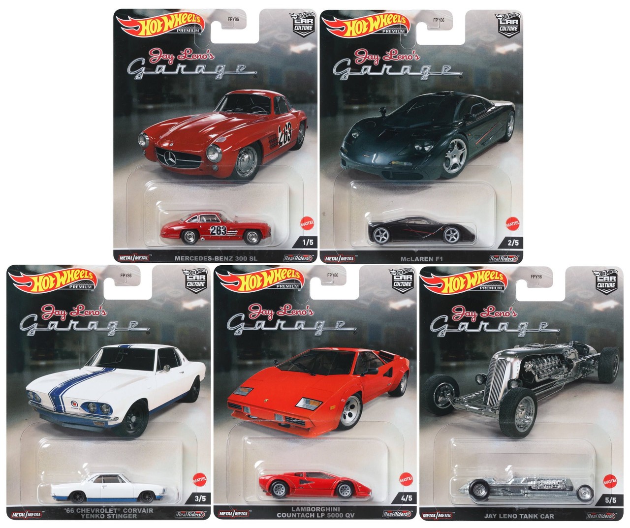 Hot Wheels Premium 2022 Car Culture Jay Leno's Garage Set of 5 FPY86-957N