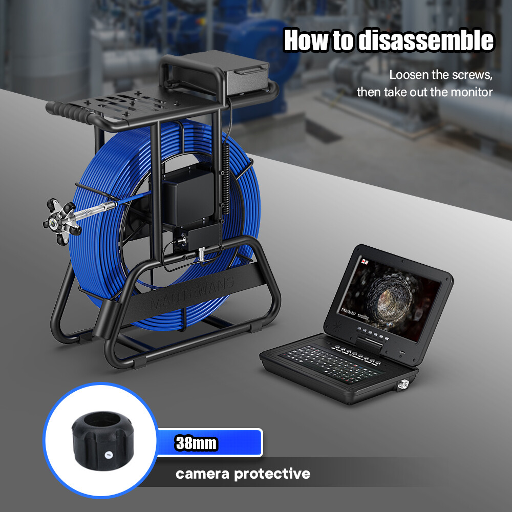 100m Sewer Pipe Inspection Camera 512hz Self-leveling Pipe Camera 10" Display