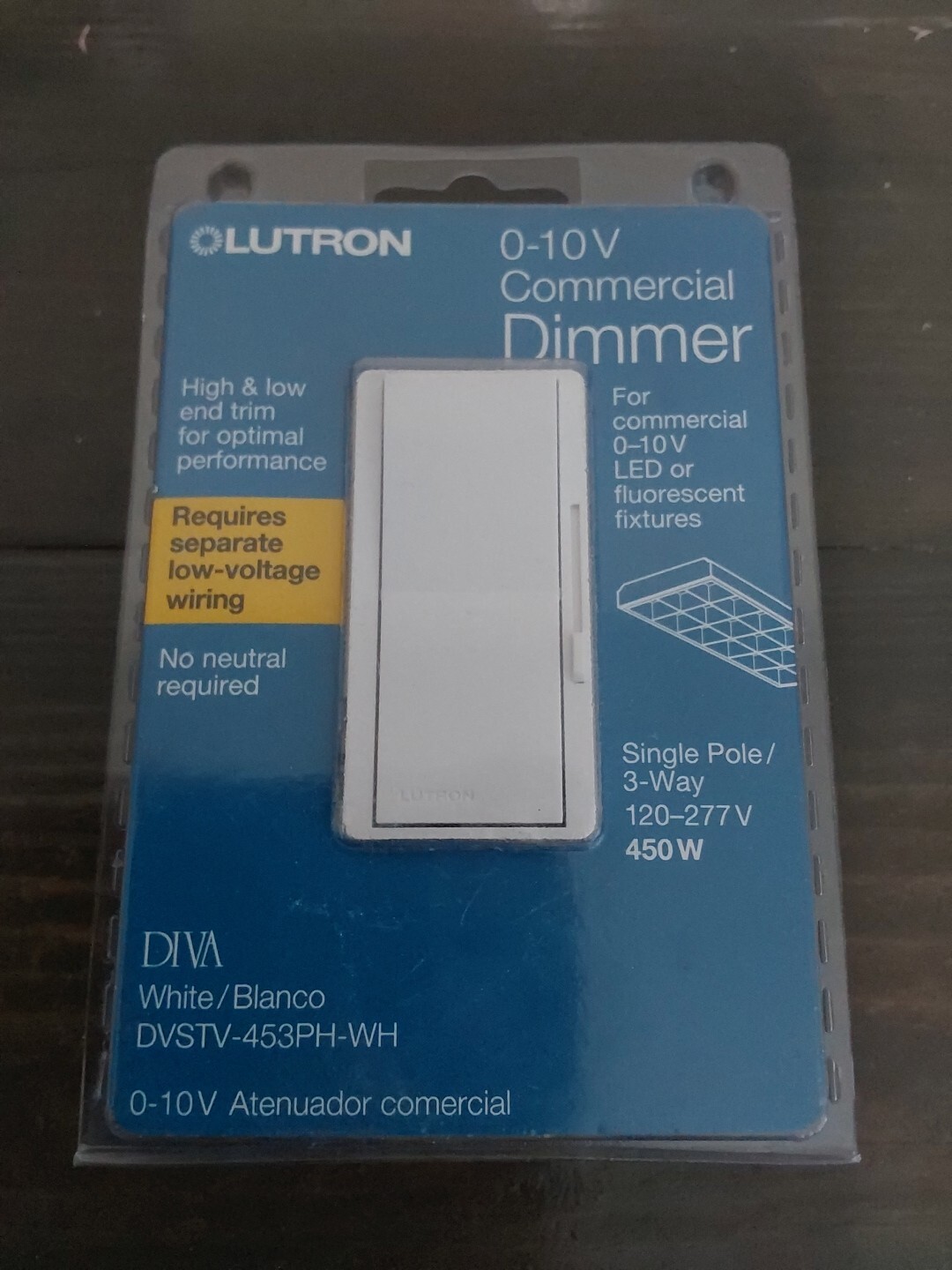 Lutron DVSTV-453PH-WH Diva 0–10V Commercial Dimmer 3-way Single-Pole New K