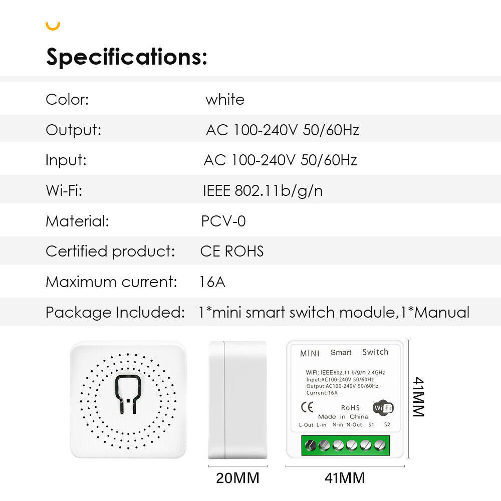 Tuya Zigbee WiFi Mini Smart Switch Module 16A DIY Wireless Relay Timer For Alexa