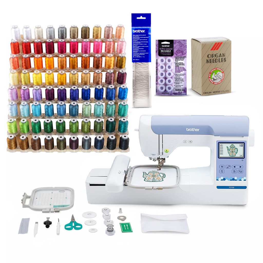 Brother Elite PE900 Large Embroidery Machine Wireless LAN Bundle 5 Items