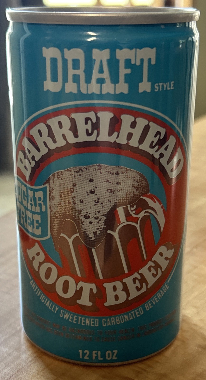 Vintage BARRELHEAD 12oz. Draft Style Sugar Free Root Beer Empty Aluminum Can