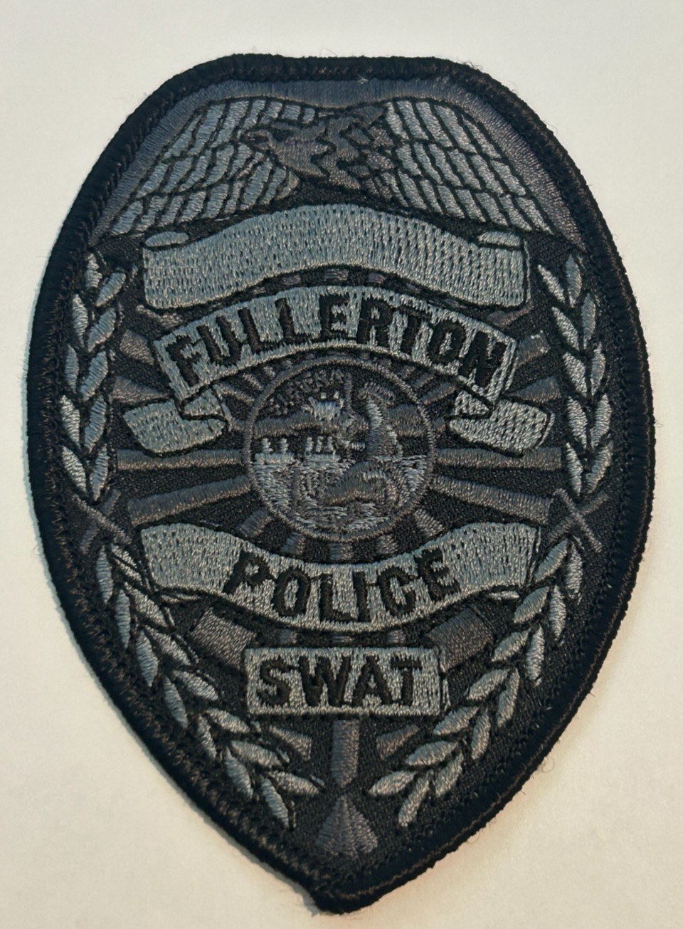 Vintage Fullerton California Police Black Swat Subdued 4" Flat Top Patch Unused