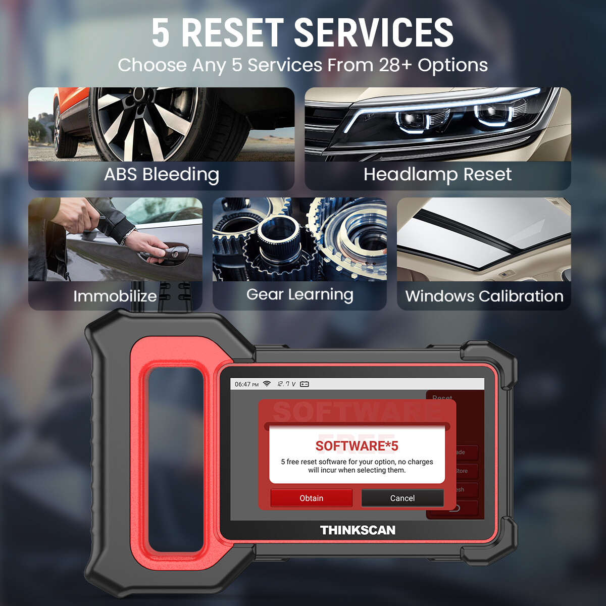 Thinkscan Plus S7 Engine ABS SRS Car Diagnostic OBD2 Code Reader Auto Scanner US