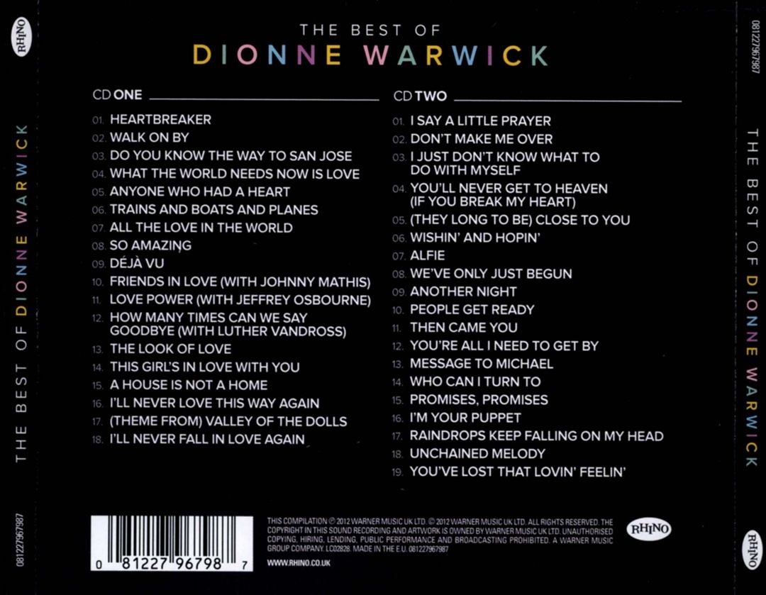 DIONNE WARWICK - THE BEST OF DIONNE WARWICK NEW CD