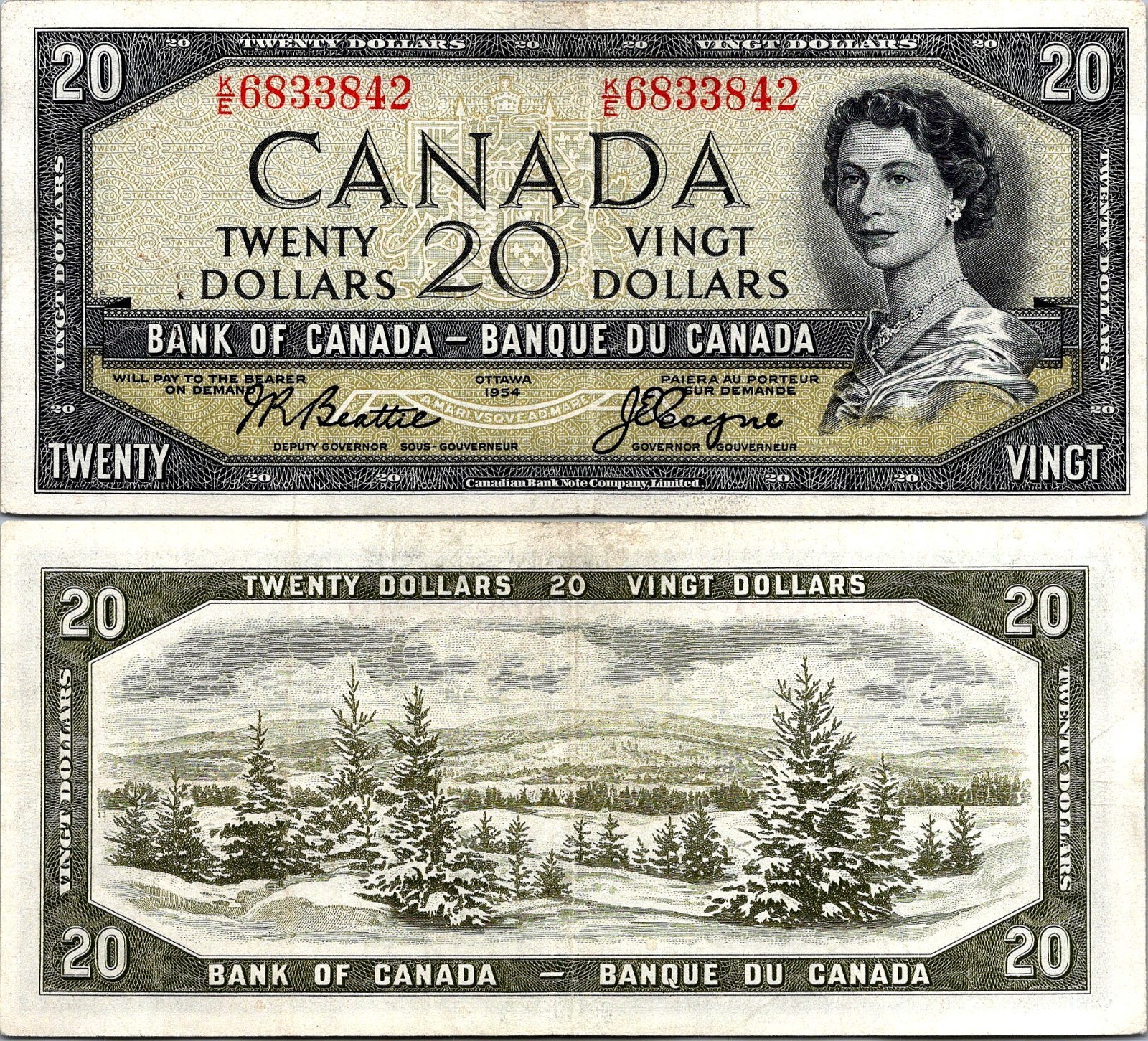 Canada 20 Dollars Bank of Canada 1954 Pick# 80b XF