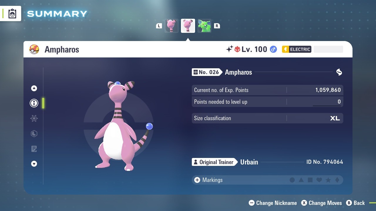 Ampharos Shiny Alpha 6IVs Battle Ready - Legends ZA