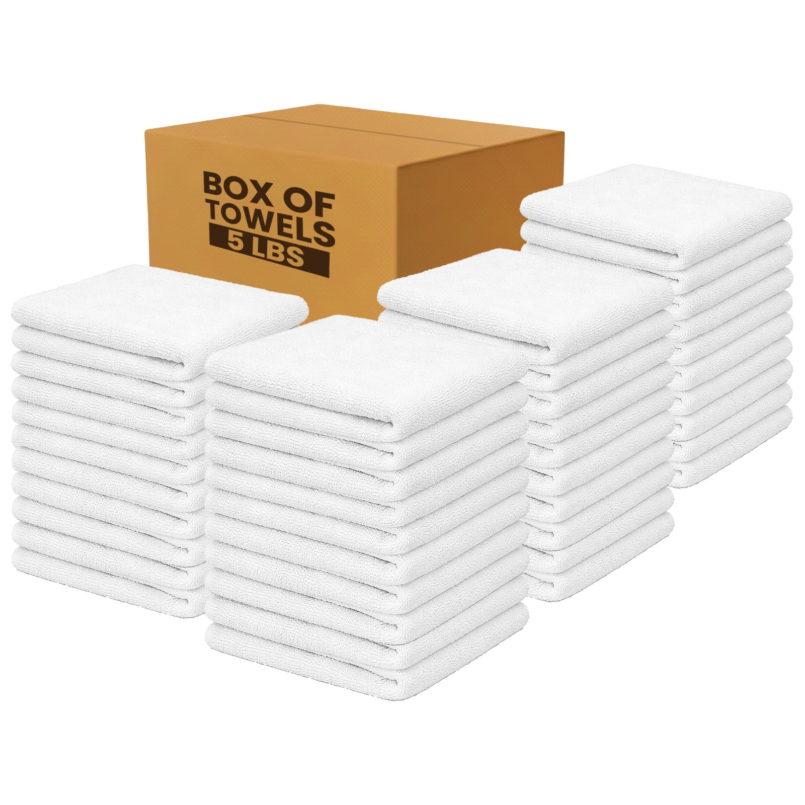 White Terry Bar Mop Towels Bulk Boxes - 100% Cotton Absorbent Rags for Kitchen