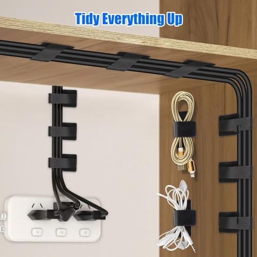 Cable Management Under Desk, 40 Pack Detachable Hook and Loop Cable Straps