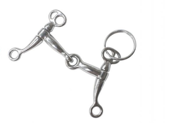 Western Saddle Horse 2.5" wide Tom Thumb swivel Bit Key Ring Chain Silver Metal