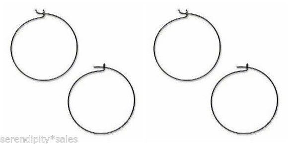 24 Black Gun Metal Finish Ear Hoops or Wine Glass Rings  1" / 25mm Nickel-free