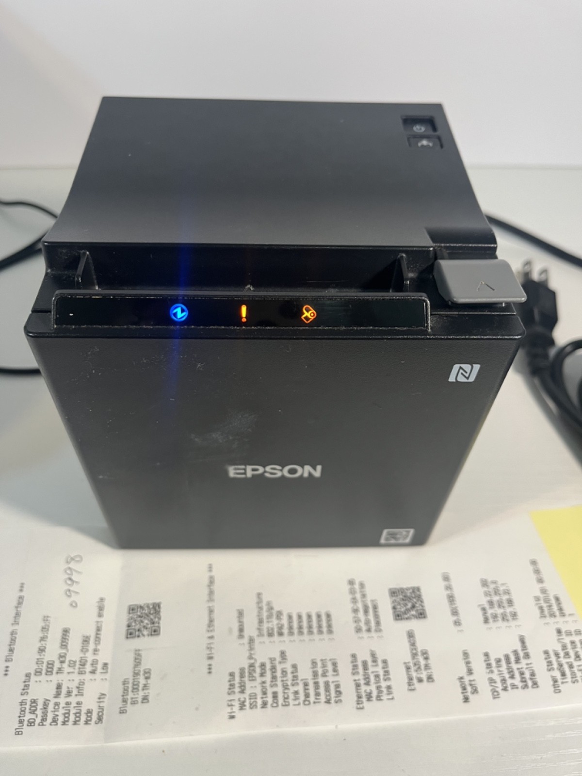 EPSON TMm30ii BLUETOOTH LAN Printer + Power Supply TESTED #a9998