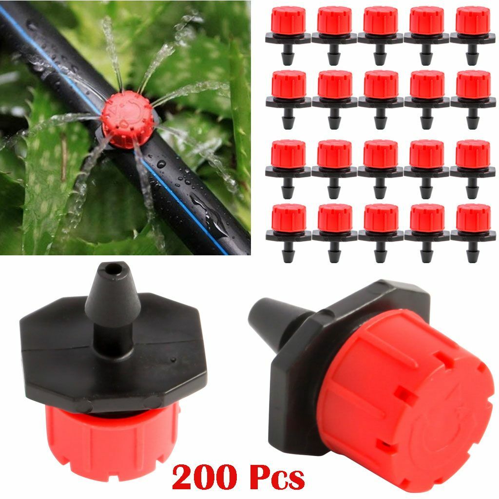 200Pcs Adjustable Garden Irrigation Mist Micro Flow Dripper Water Hose Drip Head