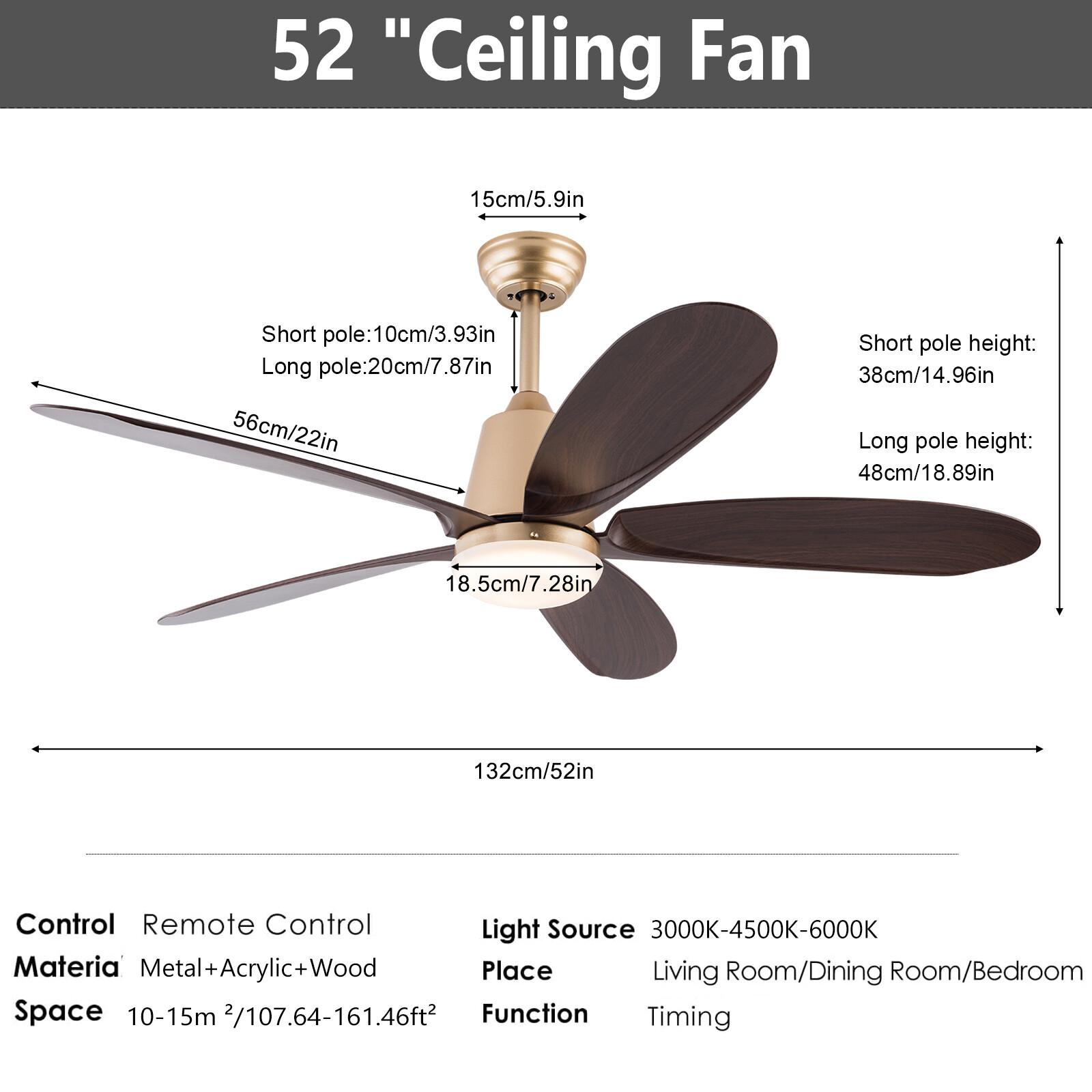 52" Fan Chandelier Ceiling Fan with Lights & Remote Control Ceiling Fan Light��