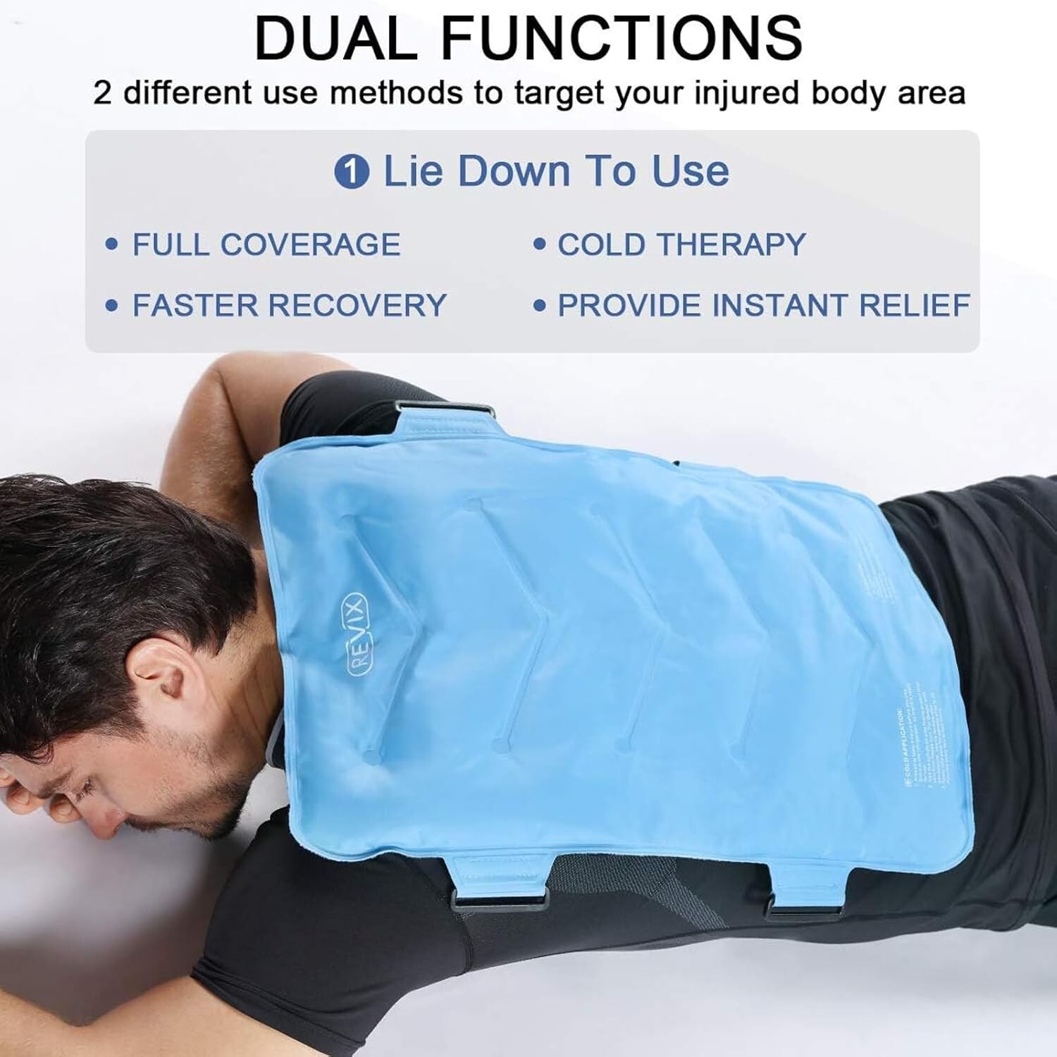 Extra-Large Ice Pack with Elastic Straps for Back Discomfort - Cold Compression
