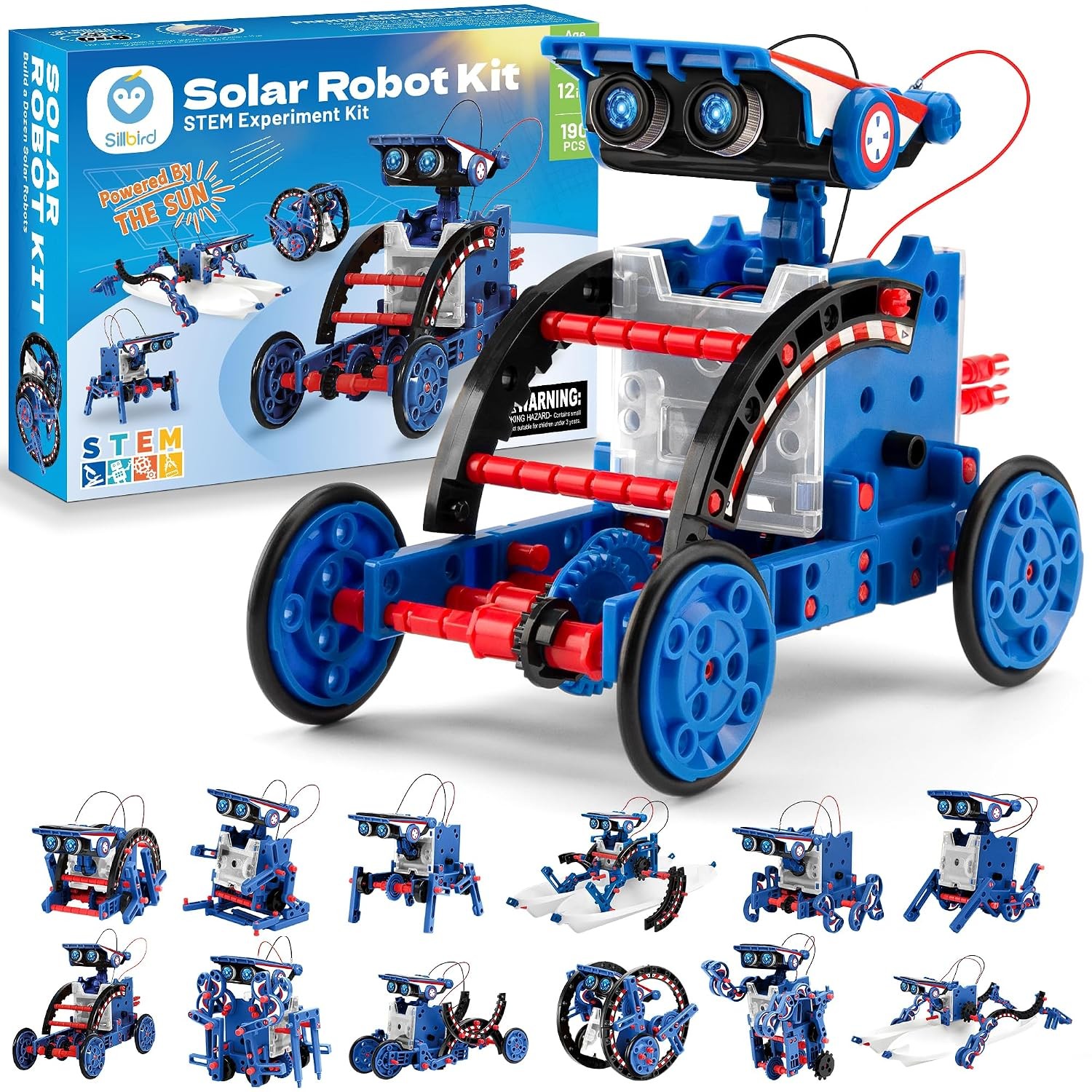 Sillbird Solar Robot Building Kit STEM Gift for Boys Aged 8-12, 12-in-1 DIY Scie