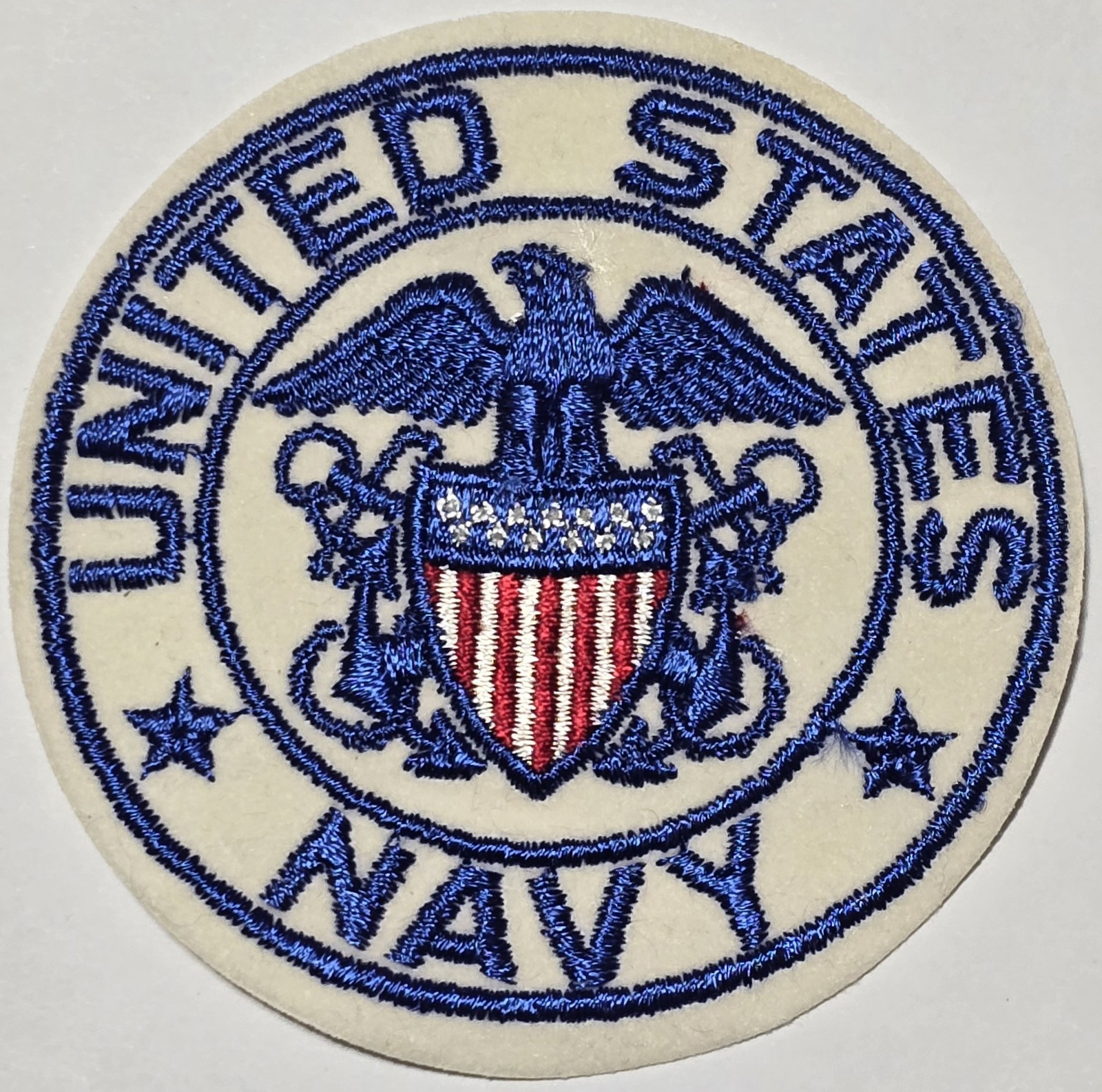 USN NAVY "UNITED STATES NAVY" 4" PATCH Logo Sew on  Military Dress Blue & White