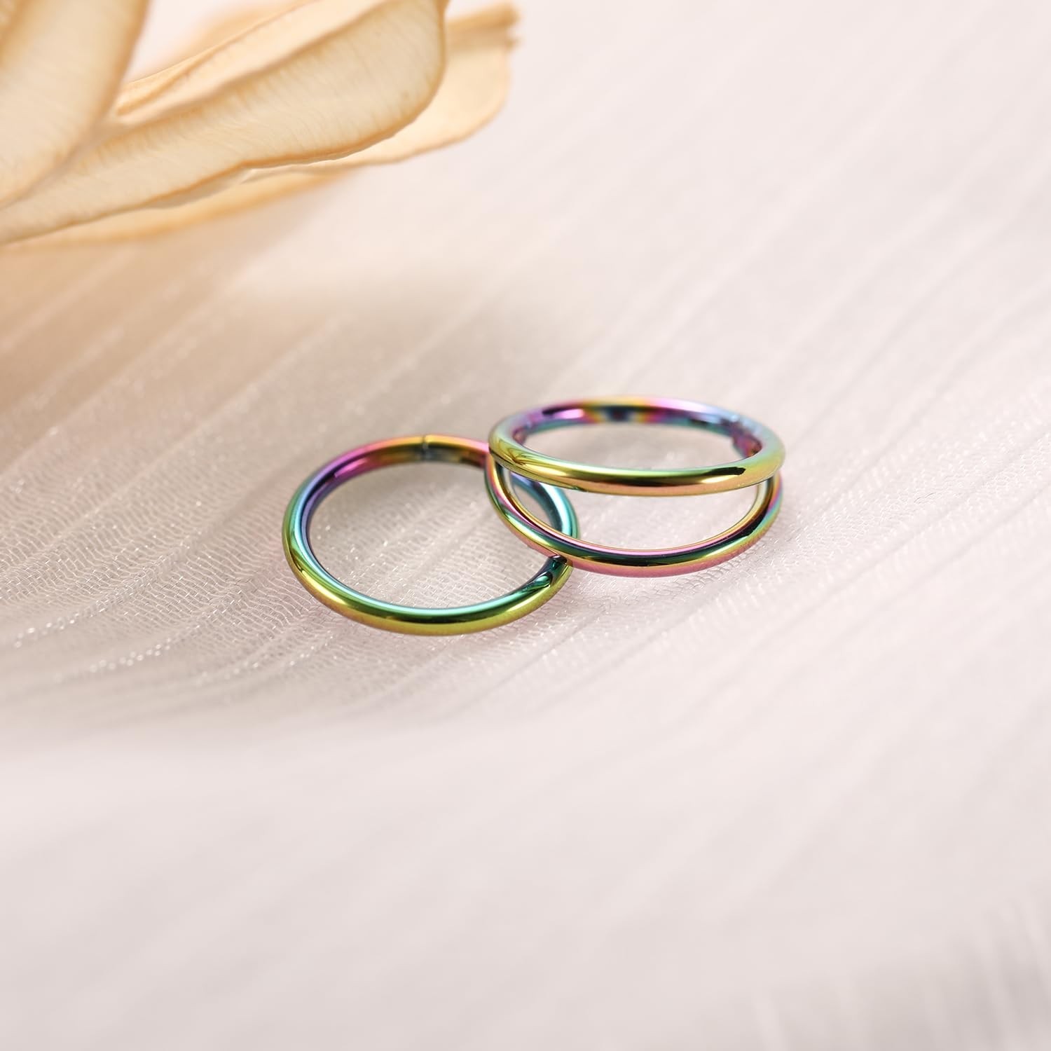 PEAKLINK Double Nose Hoop Ring Sets Hinged Segment Ring Seamless Clicker Ring...