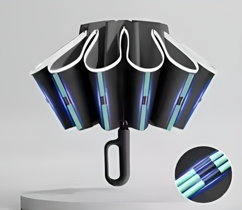 60K Buckle Fully Automatic Reverse Folding Umbrella Windproof Reflective Stripe