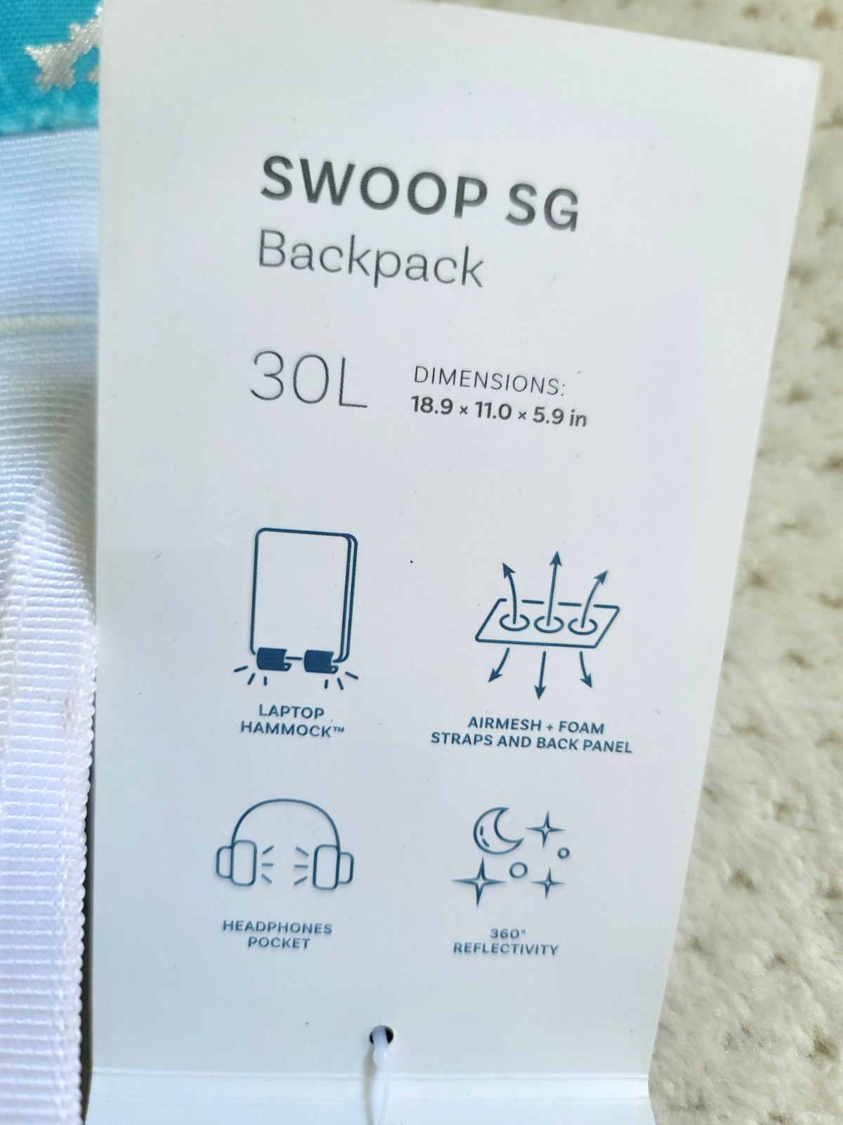 NWT High Sierra Swoop SG Laptop Backpack- 'Art Class' Teal Mint Sky Blue 30L