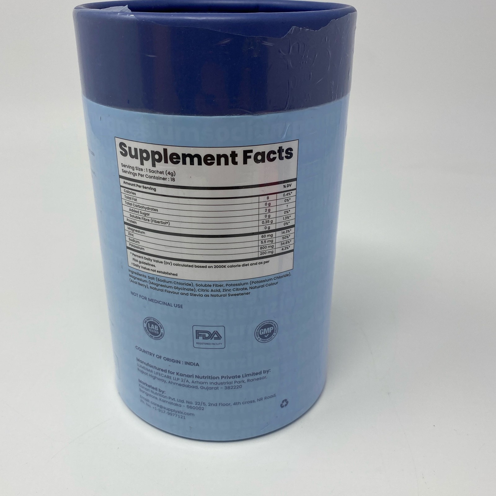 Supply6 Salts Electrolyte Mix Blue Raspberry 4g x18 Sachets