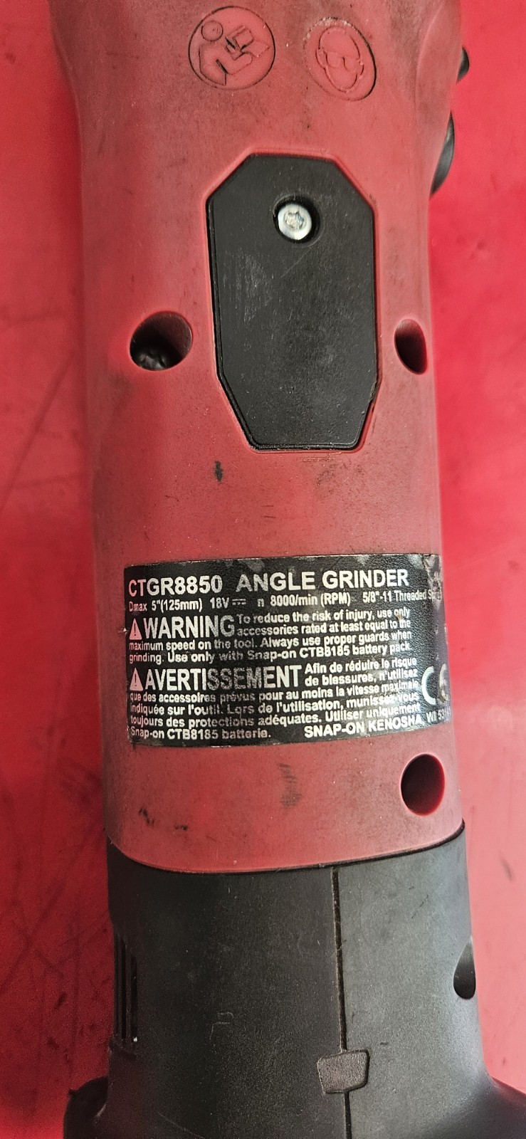 Snap On Cordless 18V Angle Grinder CTGR8850 Tool Only