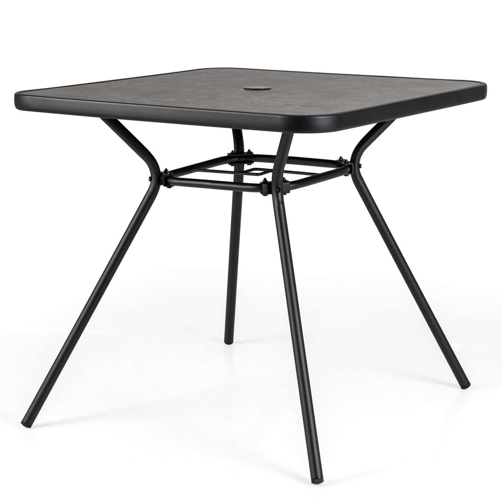 32" Patio Dining Table w/ 1.6" Umbrella Hole & Lid DPC Tabletop for Backyard