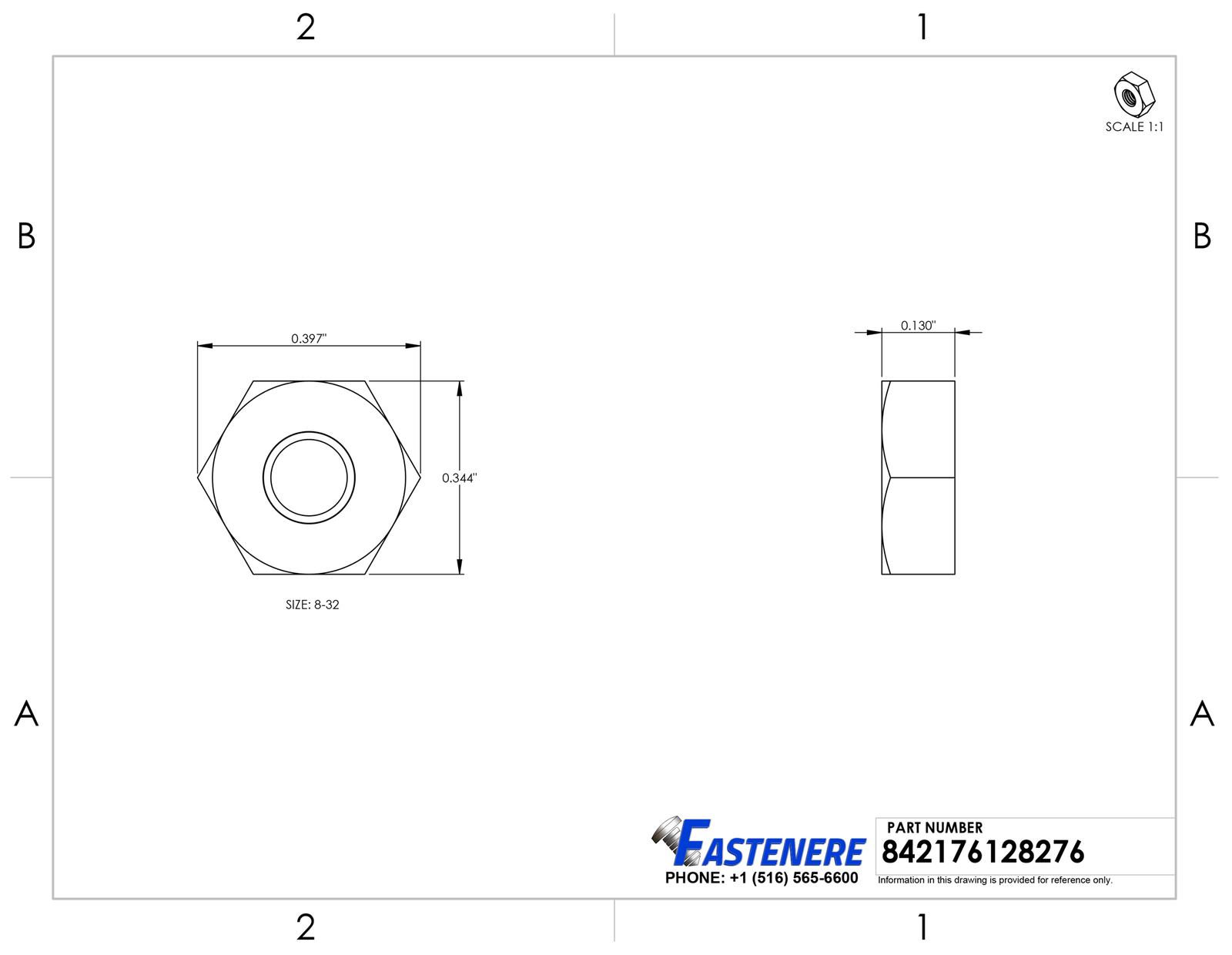 8-32 Machine Screw Hex Nuts Stainless Steel 18-8 Qty 100