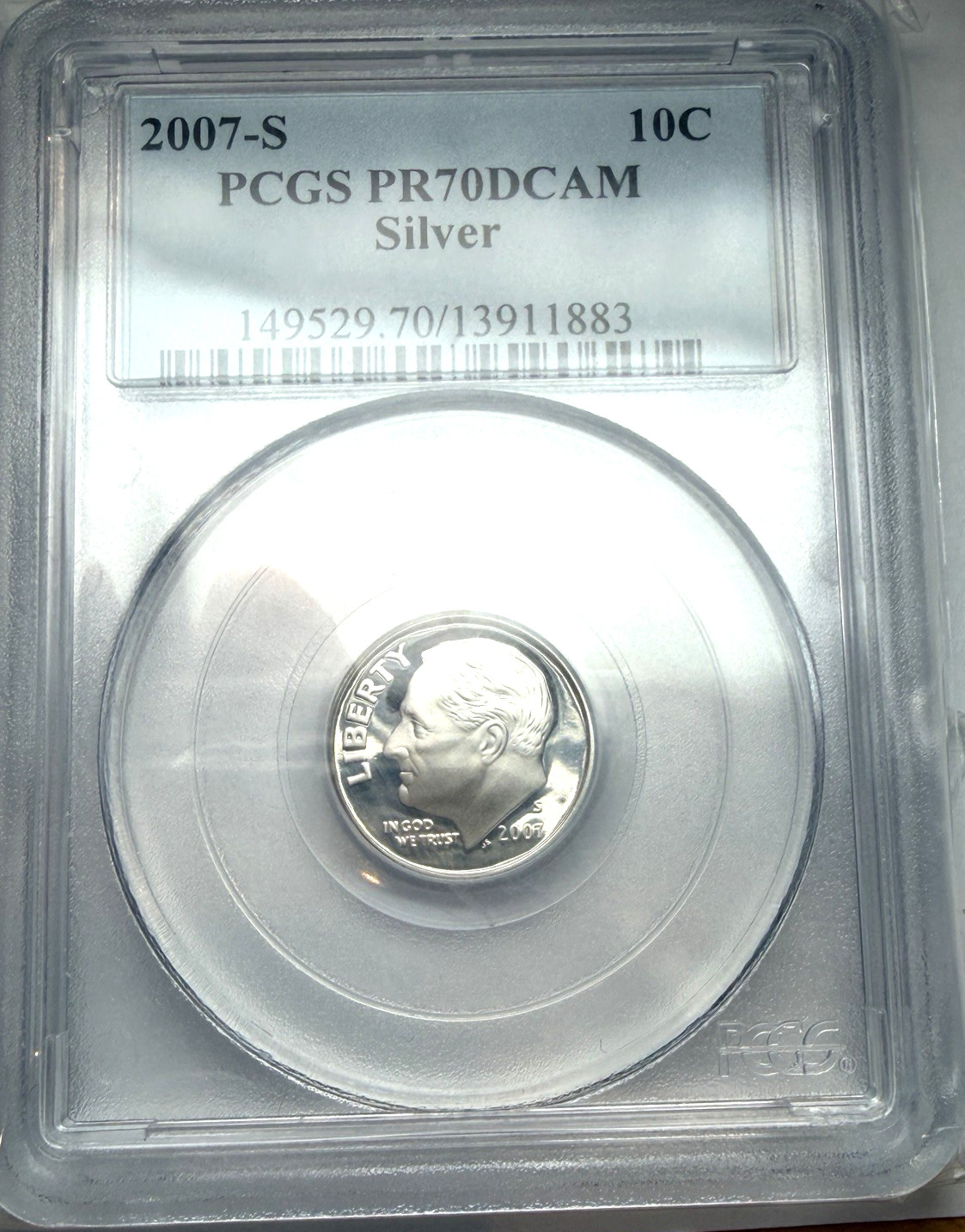 2007-S SILVER PERFECT PROOF Roosevelt  US 10c ~ PCGS PR70 DCAM ~ None Nicer!