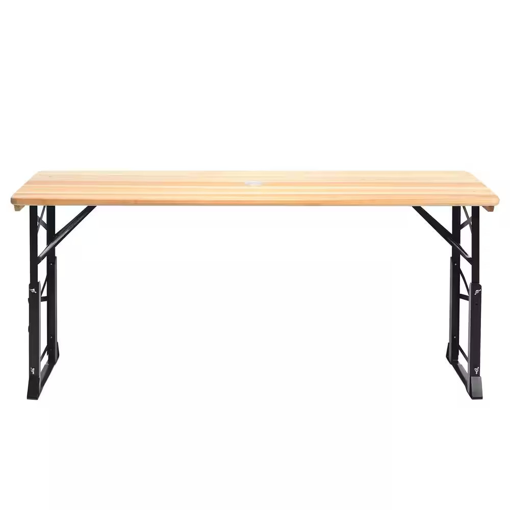 Folding 41.5 In. Rectangle Wood Outdoor Picnic Table Portable Dining Table Heigh