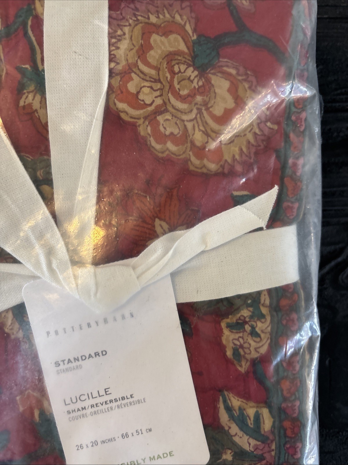 (1) Pottery Barn Lucille Handcrafted Reversible Quilted Standard Sham - NEW NWT