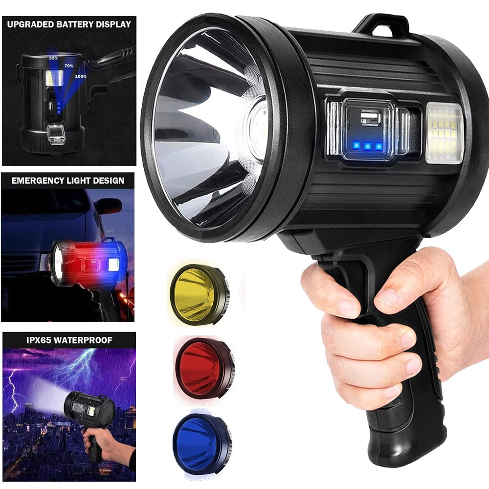 1-4PACK Solar Spotlight Flashlight Handheld Flashlight Hunting Lamp Rechargeable