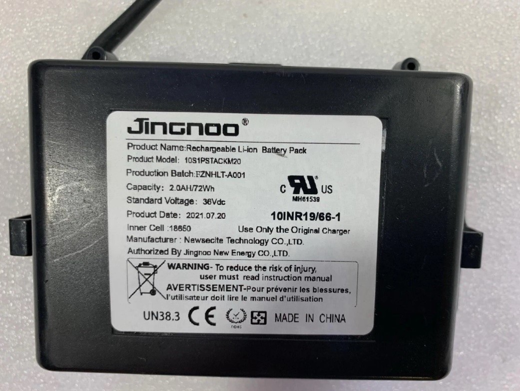 Hover-1 Blast Battery Replacement JinGnoo 10S1PSTACKM20 36V 2Ah 72Wh Lithium Ion