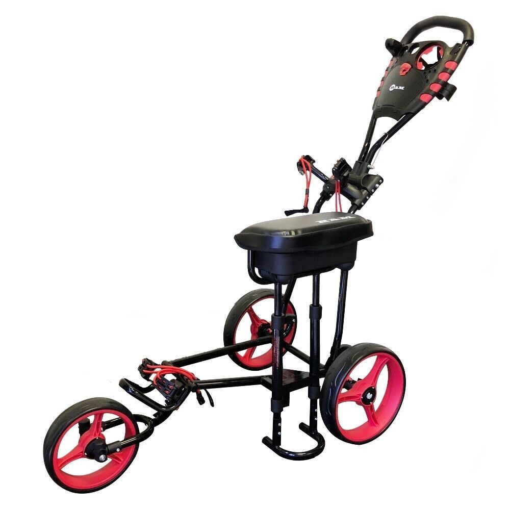 Ram Golf X-Pro Laser 3 Wheel Golf Pull Push Cart with Seat