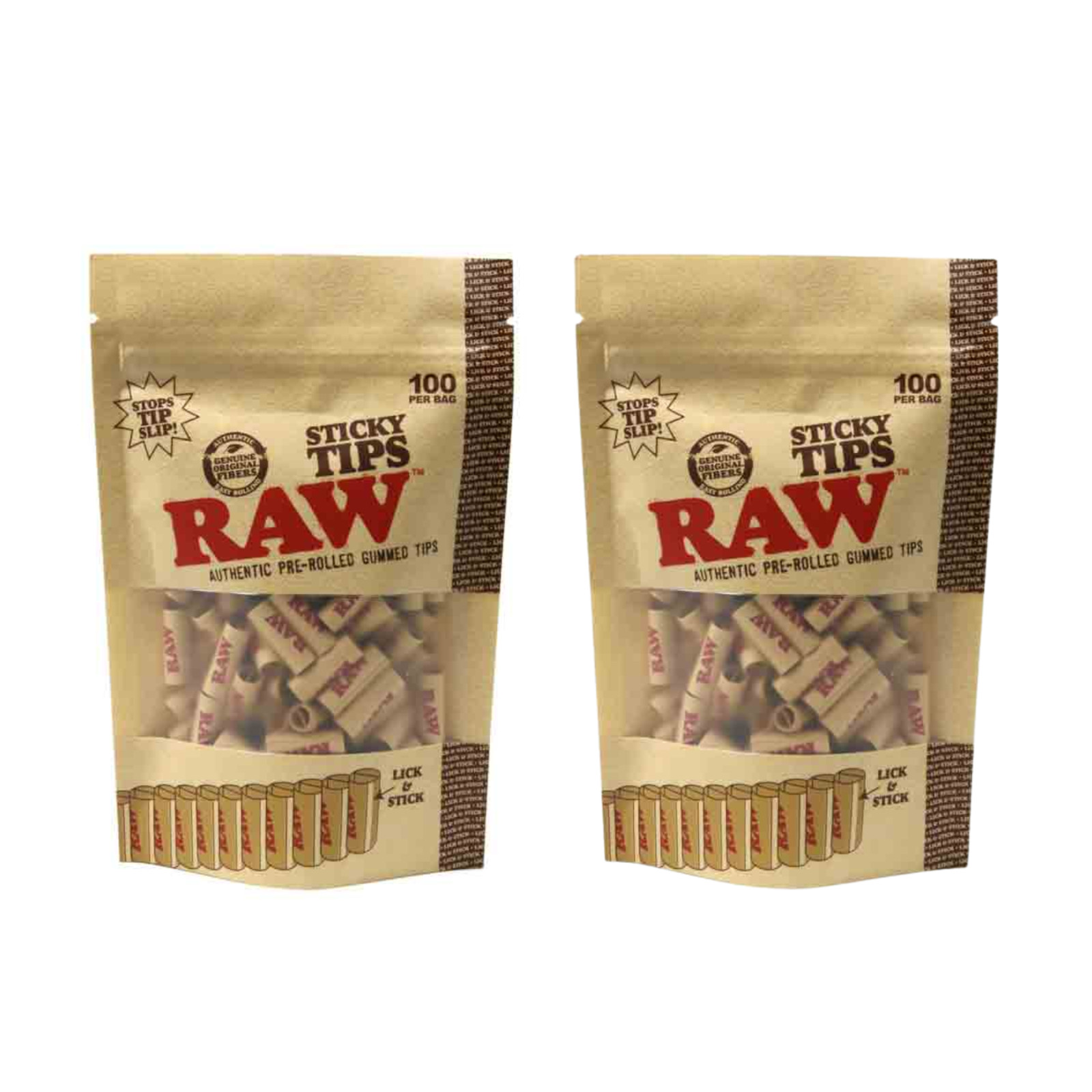 RAW Pre-Rolled Sticky Tips Bag 2-Pack | 200 Pre-Rolled Filter Tips Total