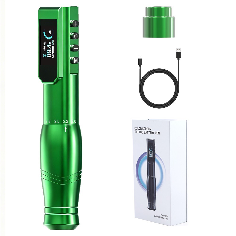 Wireless Rotary Tattoo Pen Interchangeable Batteries Clear Visual Panel