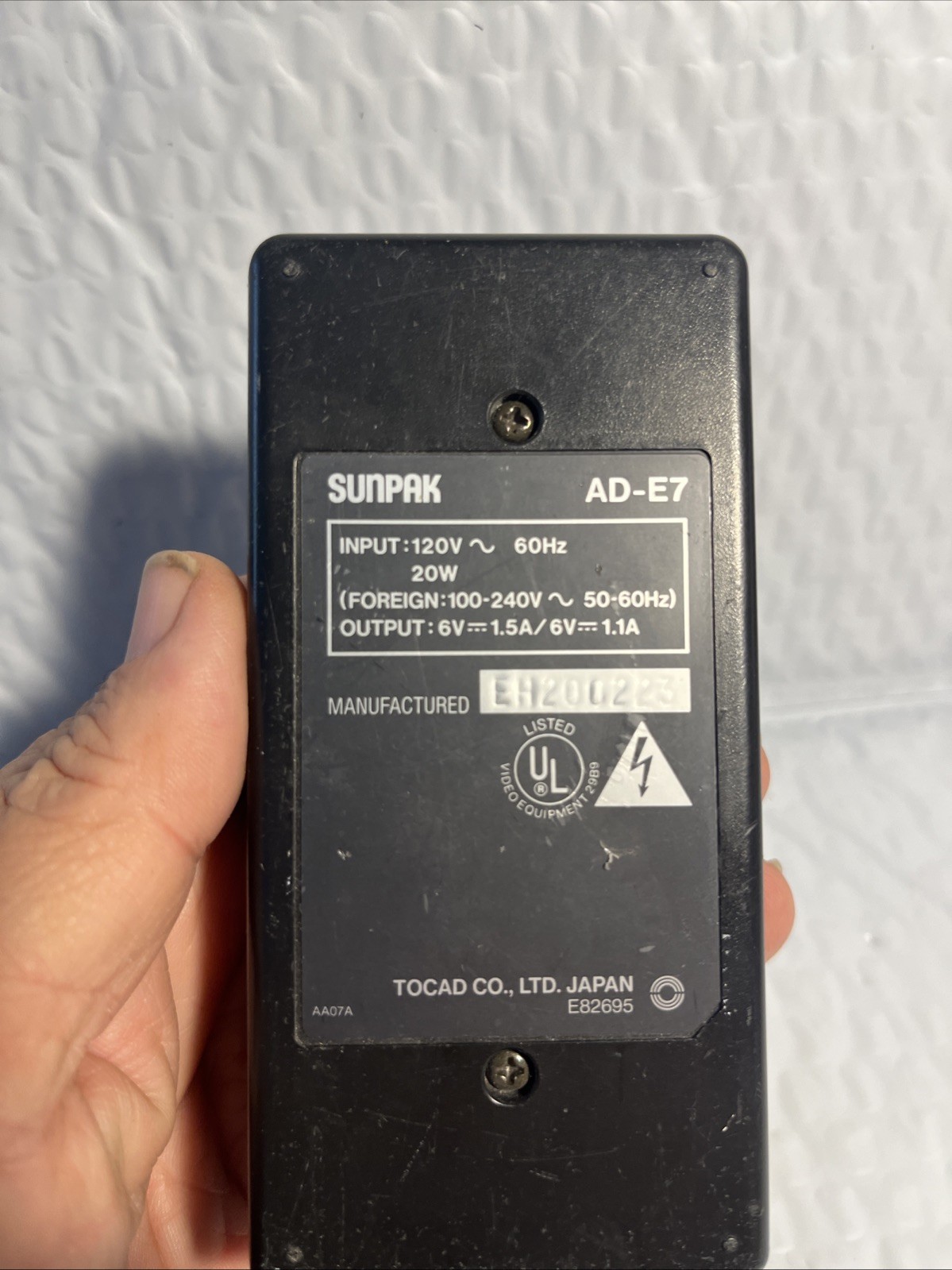 SUNPAK POWER ADAPTER AD-E7