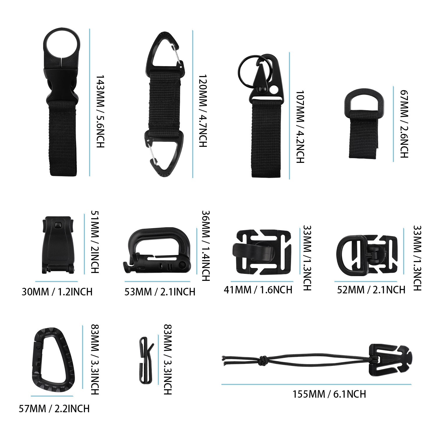 48Pcs Backpack Accessories, Tactical Molle Clips & Tactical Belt Accessories