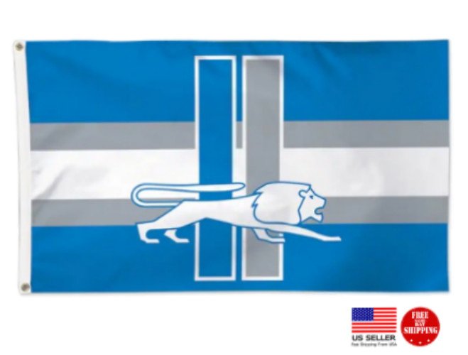 Detroit Lions 3 x 5 Man Cave Flag Banner 3x5 Retro Football Tailgating USA Flags