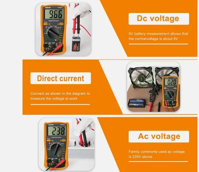 LCD Digital Multimeter AC DC Voltmeter Ammeter Ohmmeter Volt Tester Leads Meter