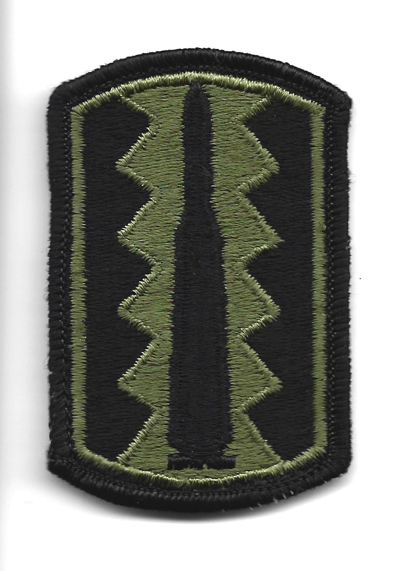 US Army Patch 197th Infantry Brigade Subdued Uniform Insignia USA Olive Green