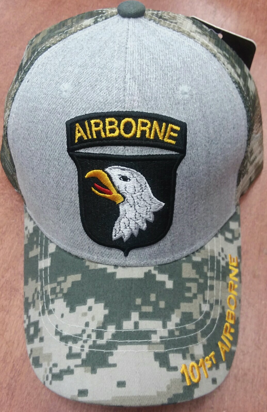 US ARMY MESH 101st INFANTRY DIVISION CAP HAT GRAY/DIGITAL CAMO SUMMER MILITARY