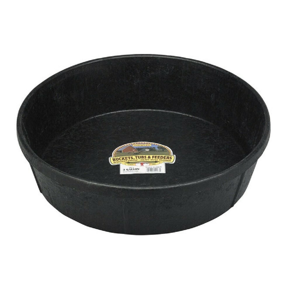 Little Giant Black 3 GALLON RUBBER FEED PAN For horse cow livestock Crush proof