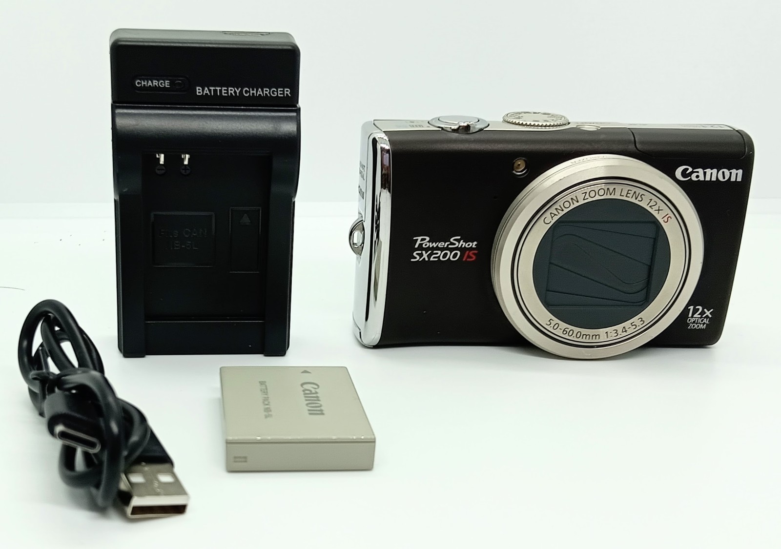 [Near Mint/charger] Canon PowerShot SX200 IS 12.1MP 4x Zoom Camera Black Japan