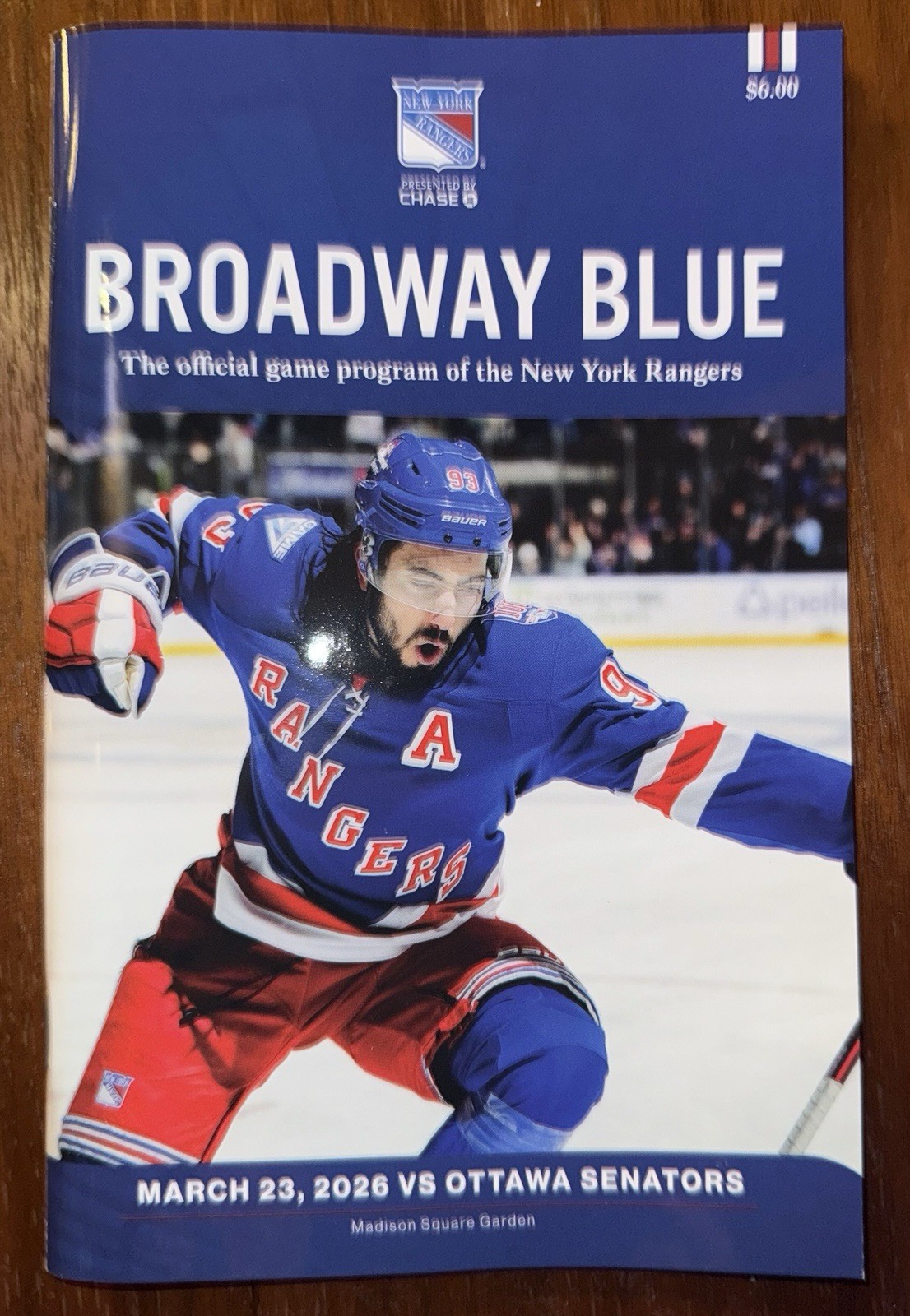 New York Rangers Mika Zibanejad’s 1000th NHL Game Program vs. Ottawa Senators