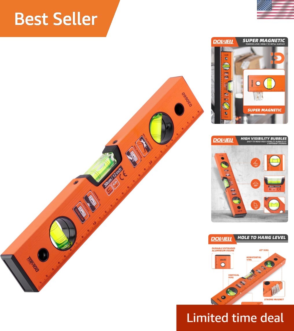 Accurate 12-Inch Magnetic Level with Shockproof Design & Bright Orange exterior