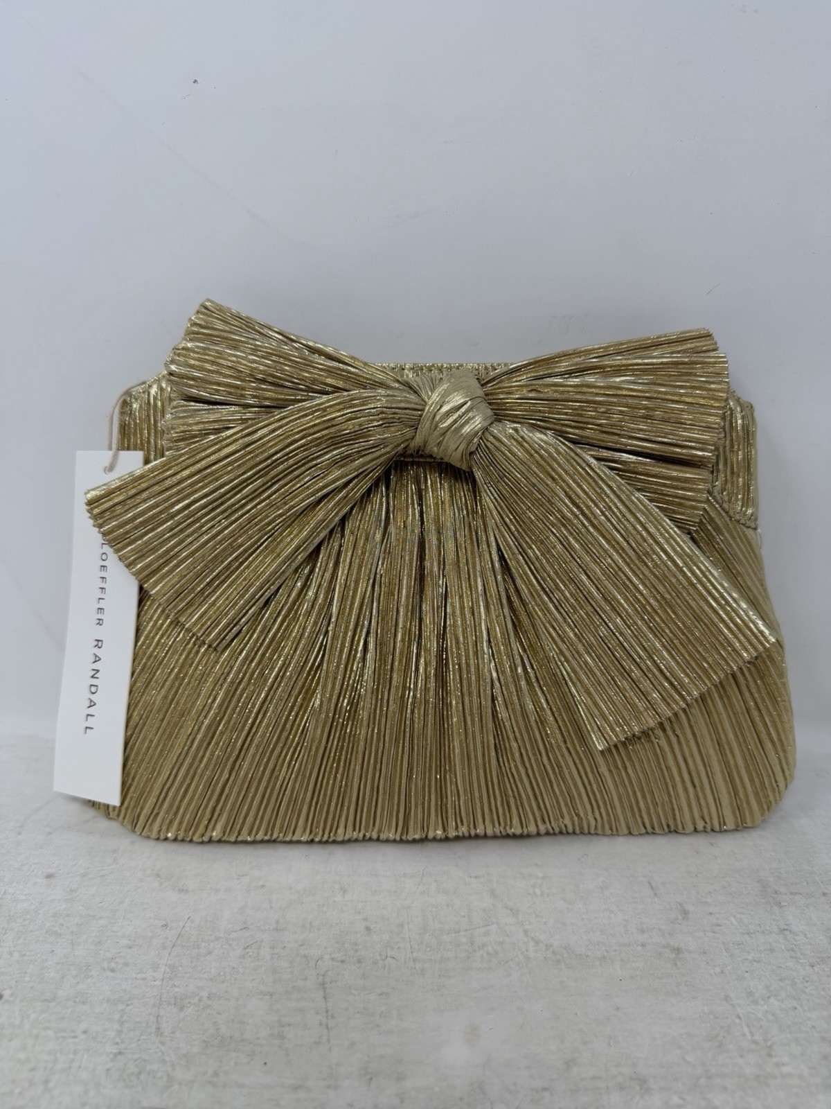 Loeffler Randall Rayne Small Pleated Bow Frame Clutch - Gold
