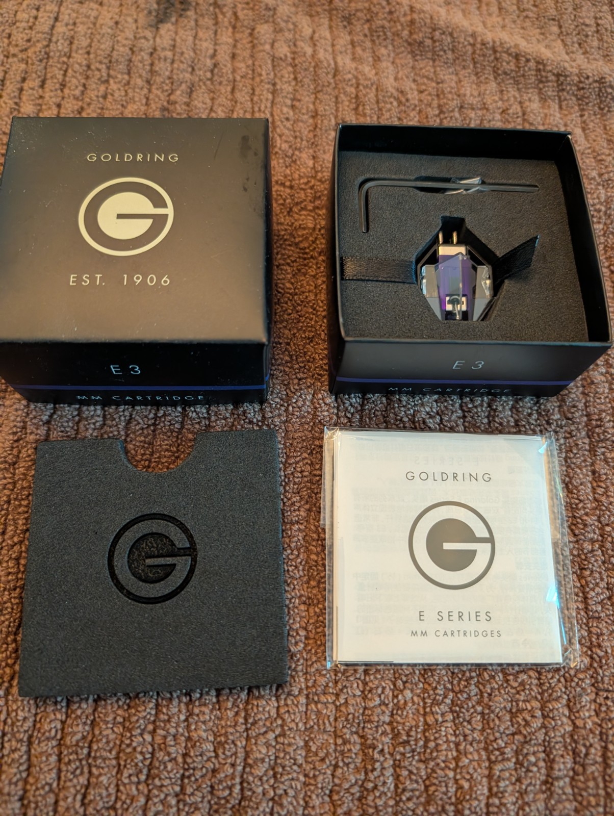 Goldring E3 MM Cartridge with Elliptical Stylus & Original Box - Very Low Hours